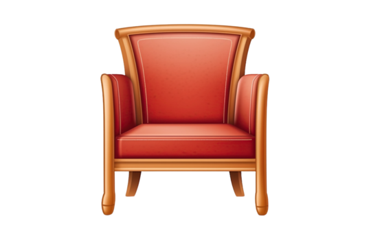 Elegant leather armchair, isolated on a white or transparent background.