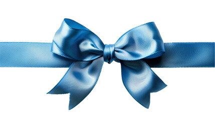 Naklejka premium A blue ribbon with a classic bow tied at the center, cut out and shown on an isolated background
