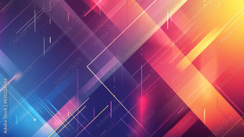 Poster an abstract background with geometric shapes and colorful gradients, representing data visualization
