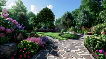 Obraz premium A lush garden landscape design