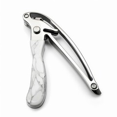 Obraz premium Marble can opener with a polished, veined handle, isolated solid white background