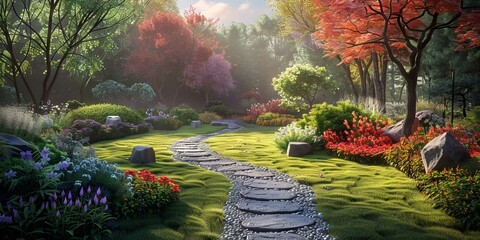 Spring Blossoms in a Tranquil Garden