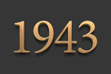 3D wooden logo of number 1943 on dark grey background.