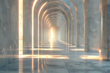 Modern Marble Archway Hallway Interior Design With Light