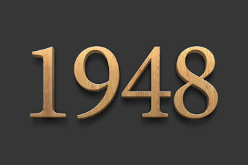 3D wooden logo of number 1948 on dark grey background.