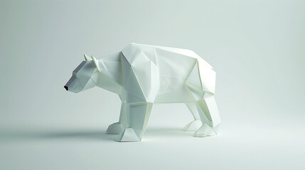 origami bear on white background