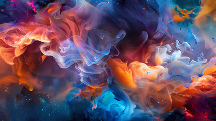 Fototapeta premium Vibrant Whirl: Creative Liquid Colorful Smoke in Motion