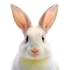 white rabbit portrait on transparent background