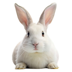 white rabbit portrait on transparent background