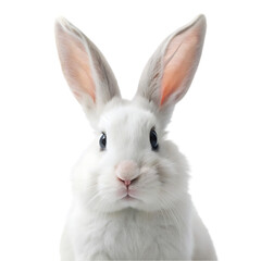 white rabbit portrait on transparent background