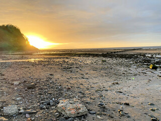 A view of the Beach at Ayr in Scotland during a sunset