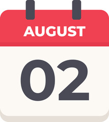 August 02 - Daily Calendar Icon in flat design style