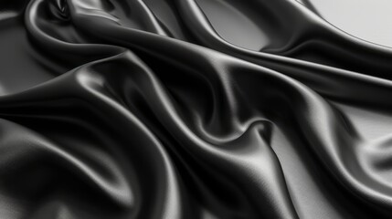 Obraz premium A black-and-white image of satin fabric with a lengthy, flowing drape