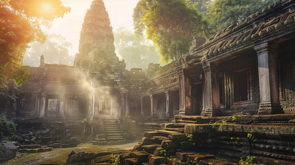 Fototapeta premium During the day at Angkor Wat Cambodia majestic tem_005