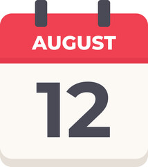 August 12 - Daily Calendar Icon in flat design style