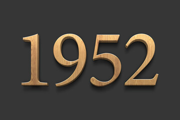 3D wooden logo of number 1952 on dark grey background.