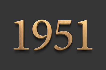 3D wooden logo of number 1951 on dark grey background.