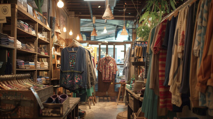 Fototapeta premium A clothing store with a lot of clothes on display