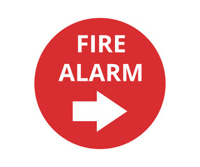 Fire alarm with right arrow symbol 
