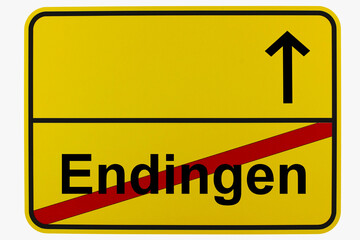 Illustration eines Ortsausgangsschildes von Endingen in Baden-Württemberg	