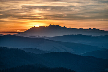 Sunset Over Mountain Peaks