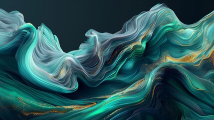 a wave of blue and gold on a black background Below, a black background with golden and white swirls