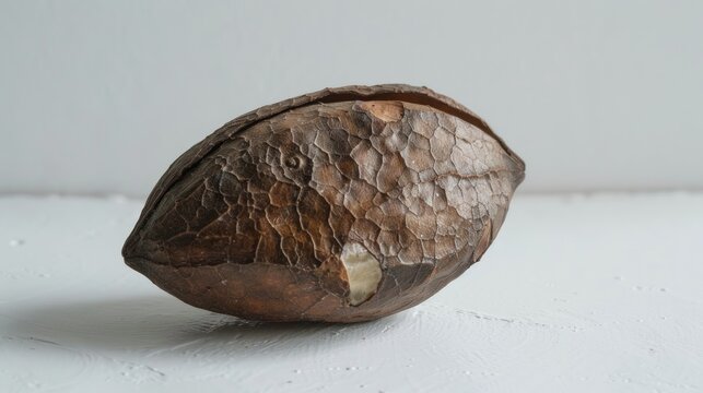 Cerbera oddloam s seed Pong pong seed or Othalanga Suicide tree seed displayed on a white surface