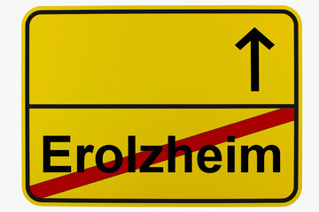 Illustration eines Ortsausgangsschildes von Erolzheim in Baden-Württemberg	