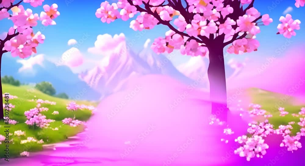 Poster beautiful spring background concept seamless looping overlay virtual video animation background