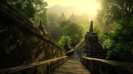 During the day in Borobudur Indonesia the majestic_003