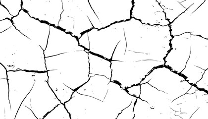 The cracks texture white and black. Vector background.