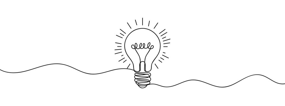 recommend clip art: Continuous one line drawing bulb lamp vector illustration minimalism concept of idea