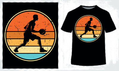 Retro basketball player vintage t-shirt design in illustration, Eps-10.