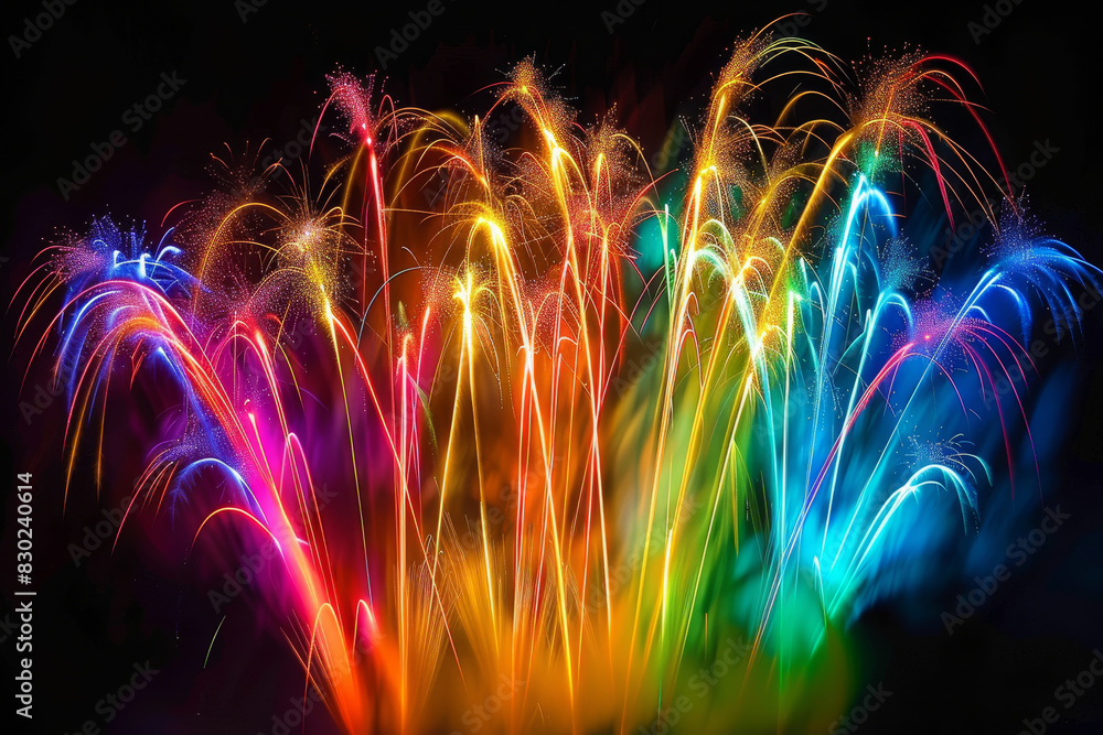 Poster a colorful fireworks display with many different colors