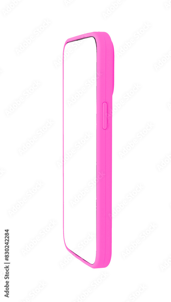 Poster phone mockup with white screen, case. modern smartphone, clear frame design, technology for digital 