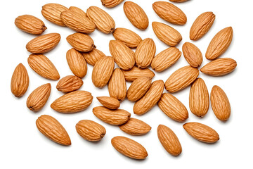 Obraz premium Closeup of Almonds on White Background