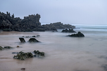 Misty Rocks at Amoreira Beach, Portugal