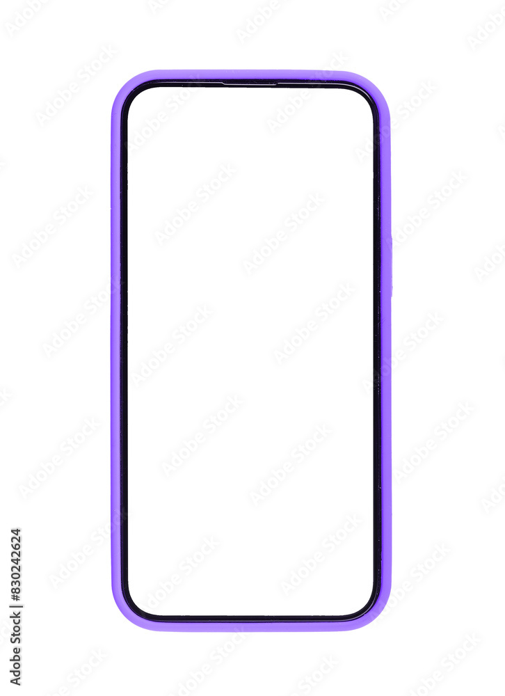 Poster phone mockup with white screen, case design. modern smartphone, empty clear frame, digital technolog