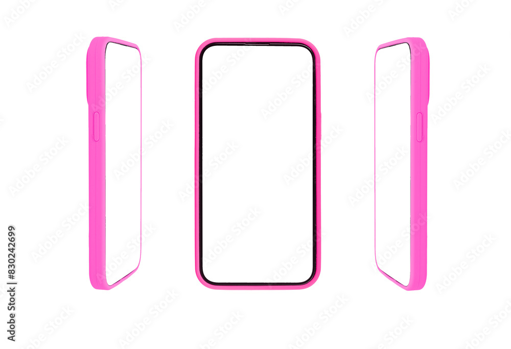 Poster phone mockup with white screen, case design. modern smartphone, empty clear frame, technology for di