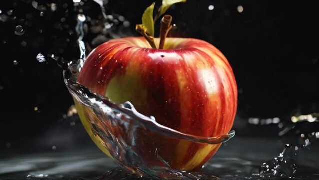 red apple in water