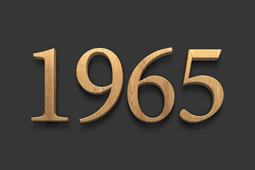 3D wooden logo of number 1965 on dark grey background.