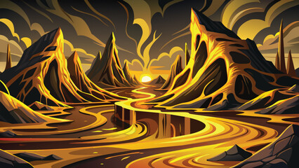 melted mountain, illustration, background