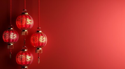 Red Lanterns on a Red Background
