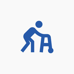 old accessible man walker icon