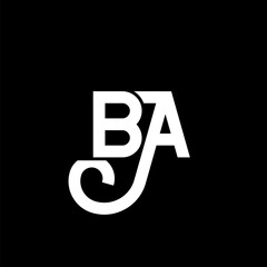 BA letter logo design on black background. BA creative initials letter logo concept. ba letter design. BA white letter design on black background. B A, b a logo