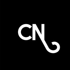 CN letter logo design on black background. CN creative initials letter logo concept. cn letter design. CN white letter design on black background. C N, c n logo