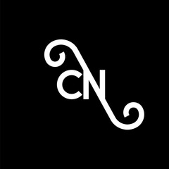 CN letter logo design on black background. CN creative initials letter logo concept. cn letter design. CN white letter design on black background. C N, c n logo