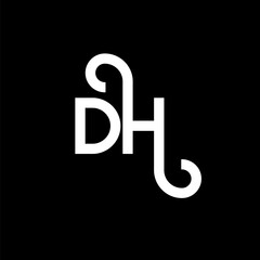 DH letter logo design on black background. DH creative initials letter logo concept. dh letter design. DH white letter design on black background. D H, d h logo