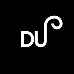 DU letter logo design on black background. DU creative initials letter logo concept. du letter design. DU white letter design on black background. D U, d u logo