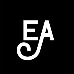 EA letter logo design on black background. EA creative initials letter logo concept. ea letter design. EA white letter design on black background. E A, e a logo